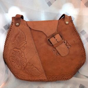 Tooled Leather bag Tote Satchel Shoulder Handbag purse Handmade